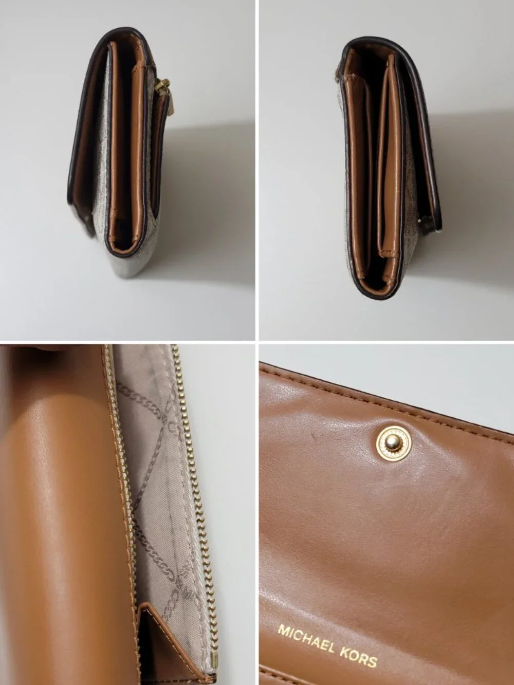 Michael Kors Bags and Wallets Large Logo Trifold Wallet Vanilla Acorn Leather